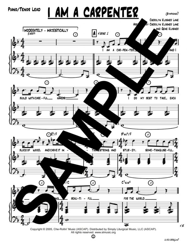 I Am A Carpenter Sample Piano Tenor Lead scaled