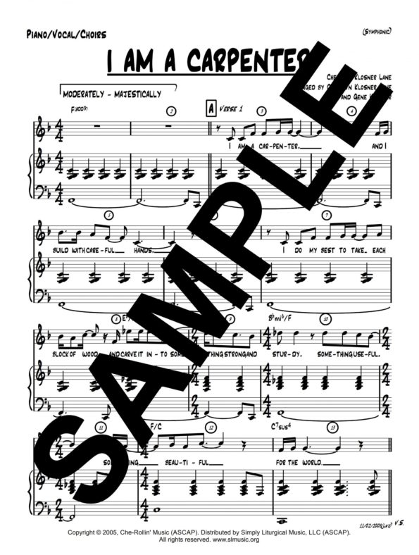 I Am A Carpenter Sample Piano Vocal Choirs scaled