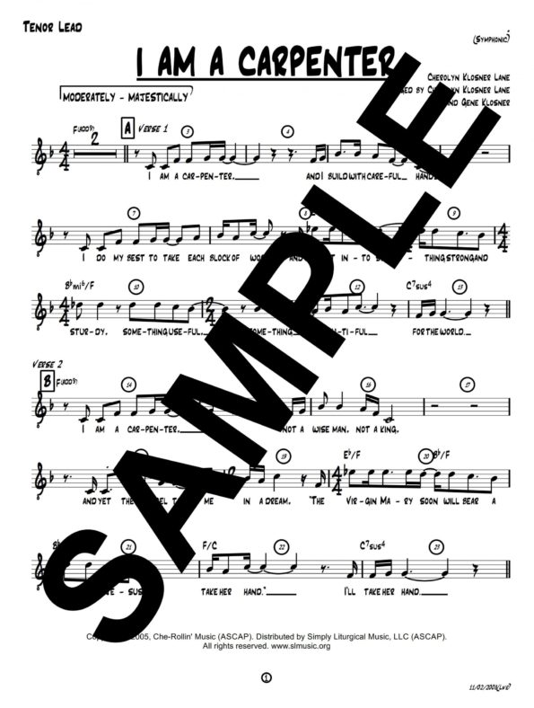 I Am A Carpenter Sample Tenor Lead scaled