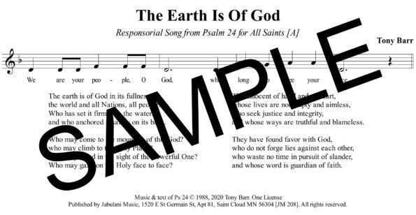 All Saints Ps 24 The Earth Is Of God In Its Fullness Sample Assembly