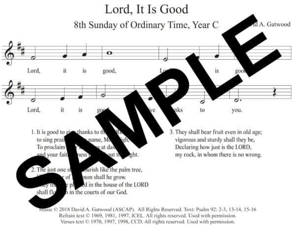 Psalm 92 Lord It Is Good Gatwood Sample Assembly