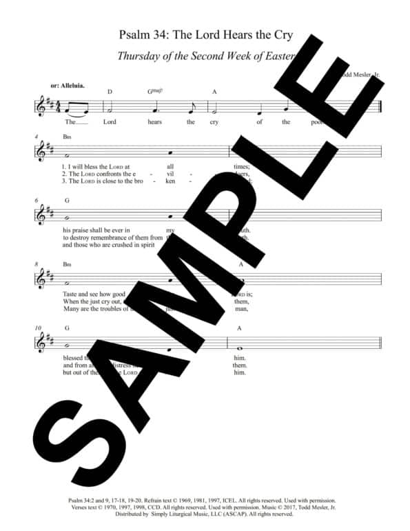 Psalm 34 The Lord Hears the Cry Mesler Sample Lead Sheet East2Thurs 1 scaled