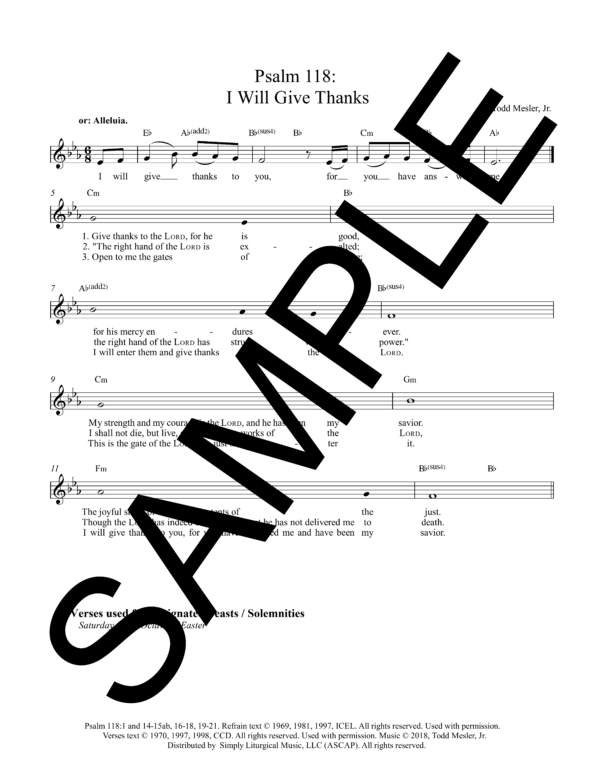 Sample Psalm 118 I Will Give Thanks Mesler Lead Sheet1