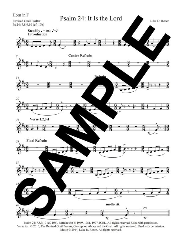 Psalm 24 It is the Lord Rosen Sample Musicians Parts 6 scaled