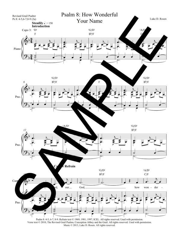 Psalm 8 How Wonderful Your Name ROSEN Sample Musicians Parts scaled