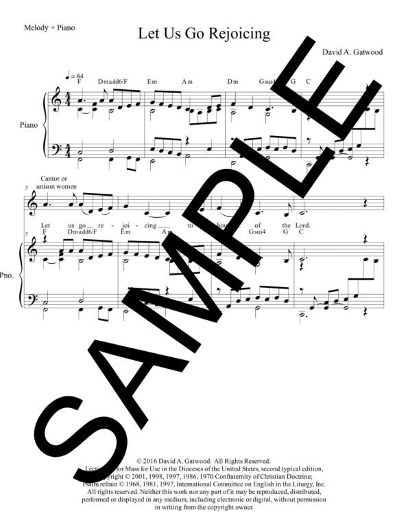 Psalm 122 Let Us Go Rejoicing Gatwood Sample PianoMelody scaled