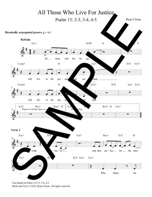 Psalm 15 All Those Who Work For Justice Clouse Sample Lead Sheet scaled