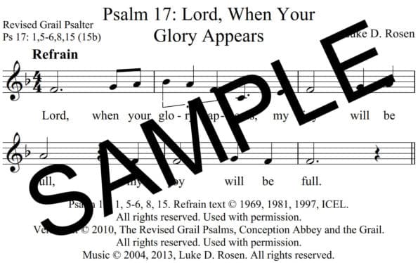 Psalm 17 Lord When Your Glory Appears Rosen Sample Assembly