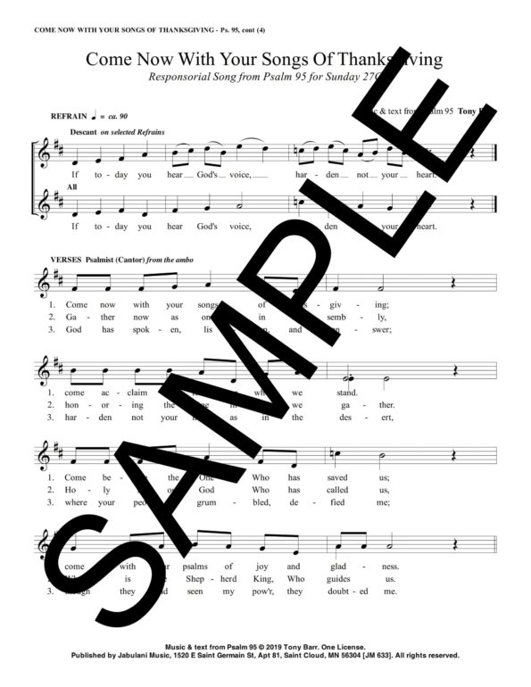 27C Ps 95 Come Now With Your Songs Of Thanksgiving jm 633 Sample Complete PDF 2 scaled