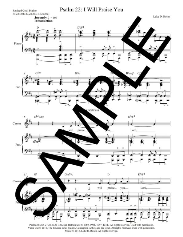 Psalm 22 I Will Praise You ROSEN Sample Musicians Parts 1 scaled