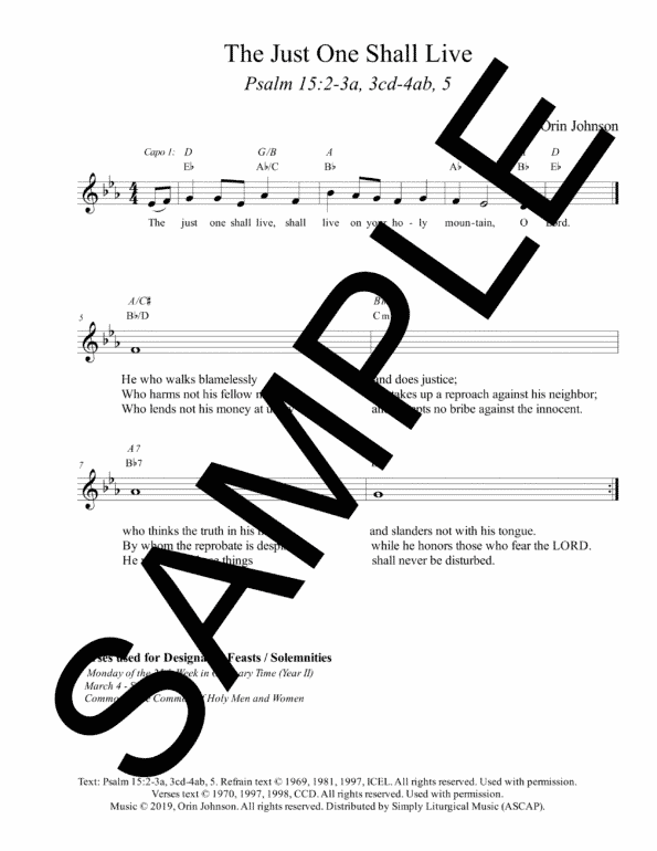 Psalm 15 The Just One Shall Live Johnson Sample Lead Sheet 1 png