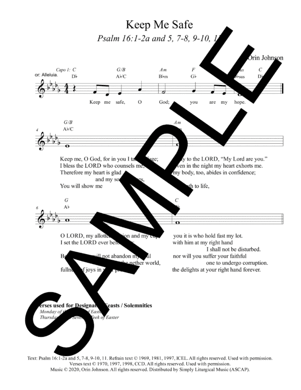 Psalm 16 Keep Me Safe Johnson Sample Lead Sheet 1 png 1