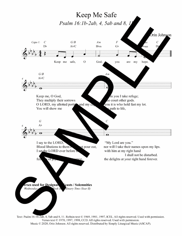 Psalm 16 Keep Me Safe Johnson Sample Lead Sheet 2 png