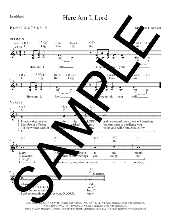 Psalm 40 Here Am I Lord Daniels Sample LeadSheet 1 png