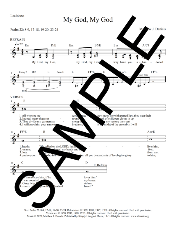 Psalm 22 My God My God Daniels Sample Lead Sheet 1 png