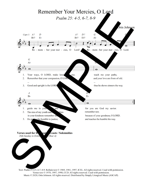 Psalm 25 Remember Your Mercies O Lord Johnson sample Lead Sheet 1 png