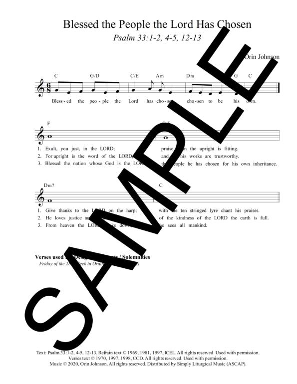 Psalm 33 Blessed the People the Lord Has Chosen Johnson Sample Lead Sheet 5 png