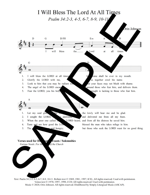 Psalm 34 I Will Bless Taste and See Johnson Sample Lead Sheet 1 png 1