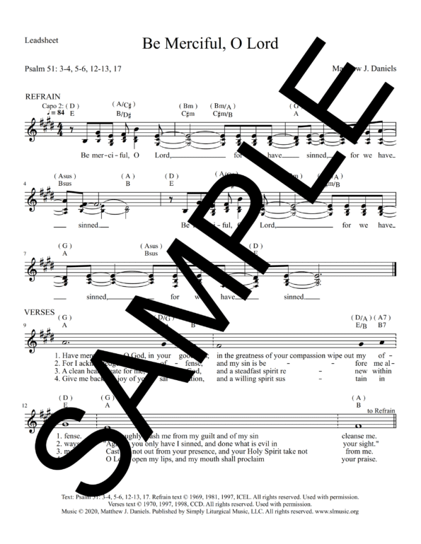 Psalm 51 Be Merciful O Lord Daniels Sample Lead Sheet 1 png