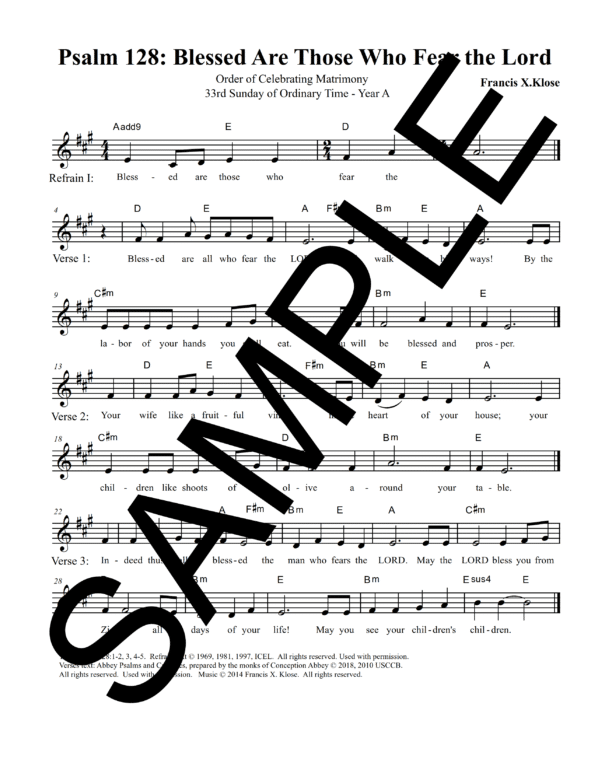 Psalm 128 Blessed Are Those Who Fear the Lord Klose Sample Lead Sheet 1 png