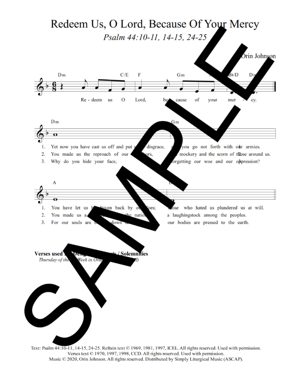 Psalm 44 Redeem Us O Lord Because Of Your Mercy Johnson Sample Lead Sheet 1 png