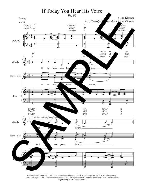 Sample Psalm 95 If Today You Hear His Voice Klosner Small Group3