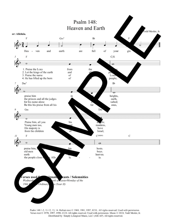 Sample Psalm 148 Heaven and Earth Mesler Lead Sheet1