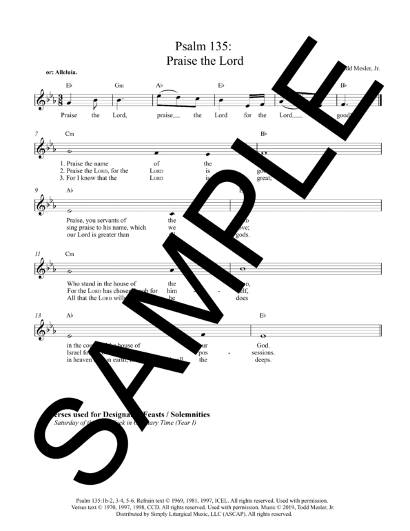 Sample Psalm 135 Praise the Lord Mesler Lead Sheet1 05