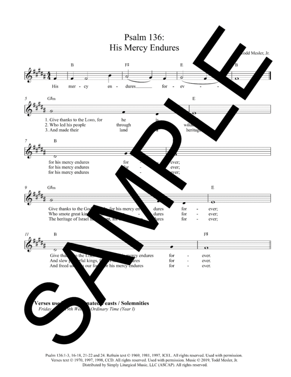 Sample Psalm 136 His Mercy Endures Mesler1 06