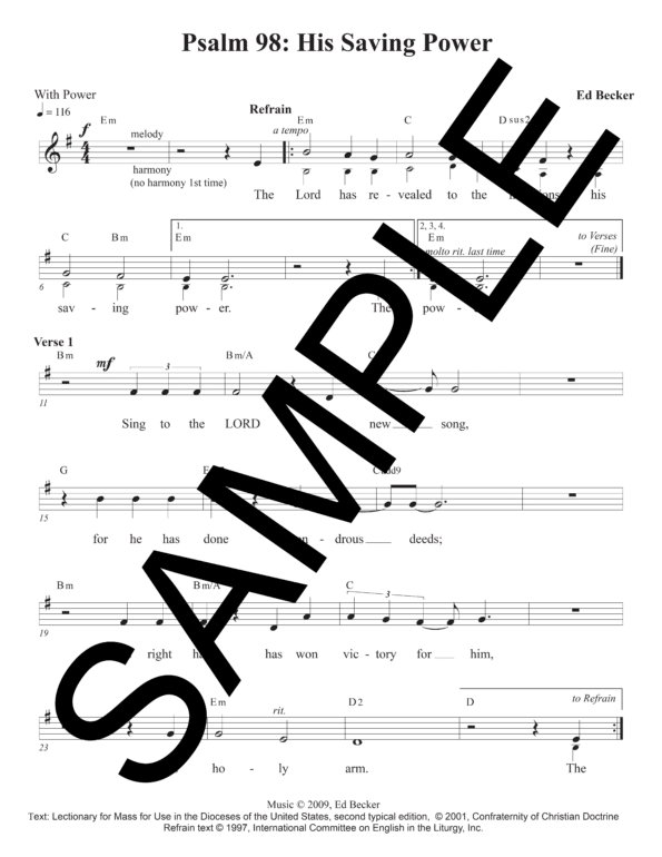 Sample Psalm 98 His Saving Power Becker Lead Sheet1