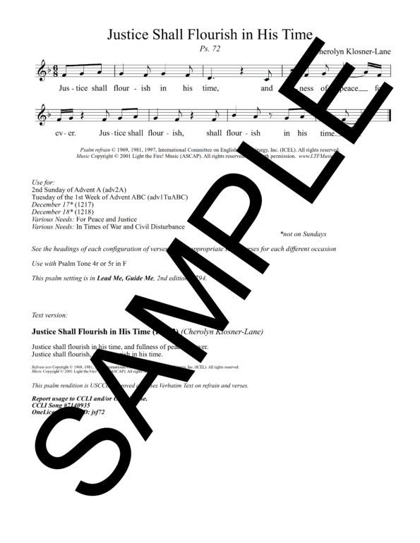 Sample Psalm 72 Justice Shall Flourish in His Time Klosner Complete PDF11