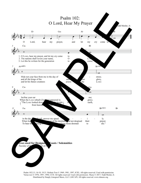 Sample Psalm 102 O Lord Hear My Prayer Mesler Lead Sheet1