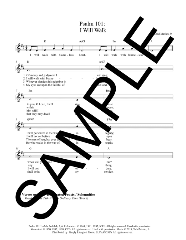 Sample Psalm 101 I Will Walk Mesler Lead Sheet1