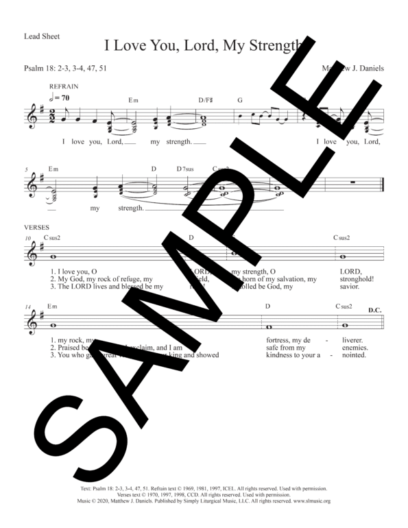 Sample Psalm 18 I Love You Lord My Strength Daniels Lead Sheet1