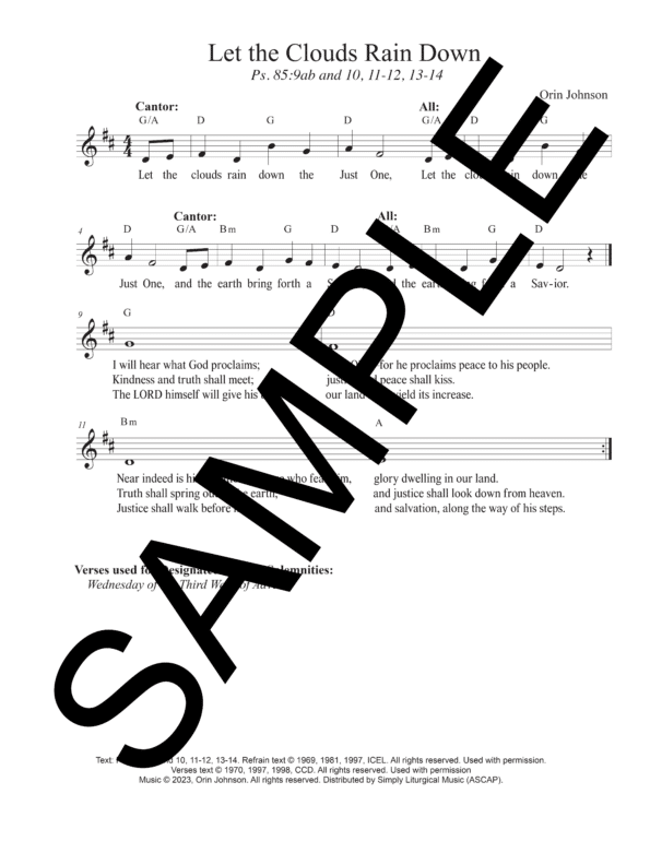 Sample Psalm 85 Let the Clouds Rain Down Johnson Lead Sheet1