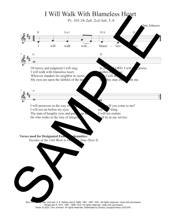 Sample Psalm 101 I Will Walk With Blameless Heart Johnson Lead Sheet1