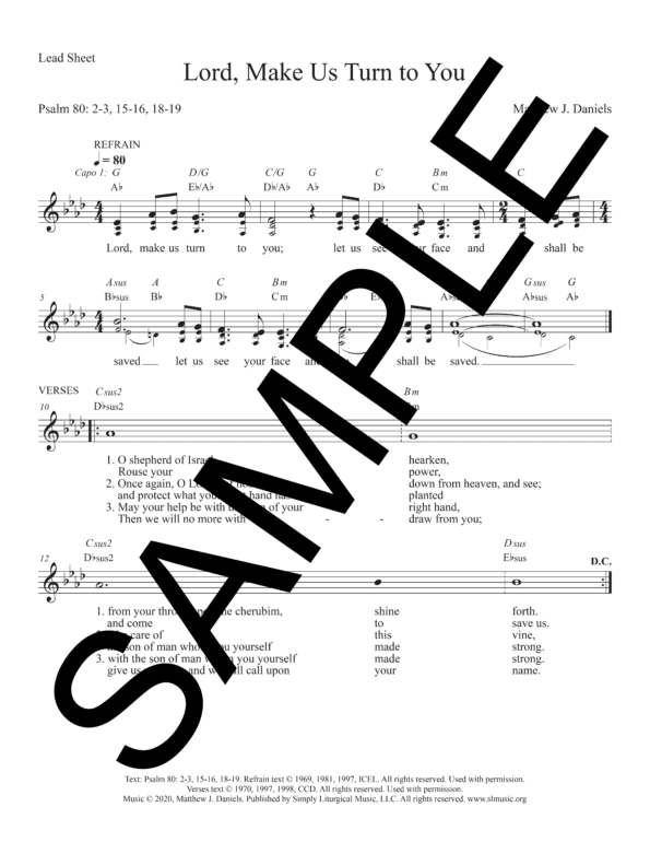 Sample Psalm 80 Lord Make Us Turn to You Daniels Lead Sheet1