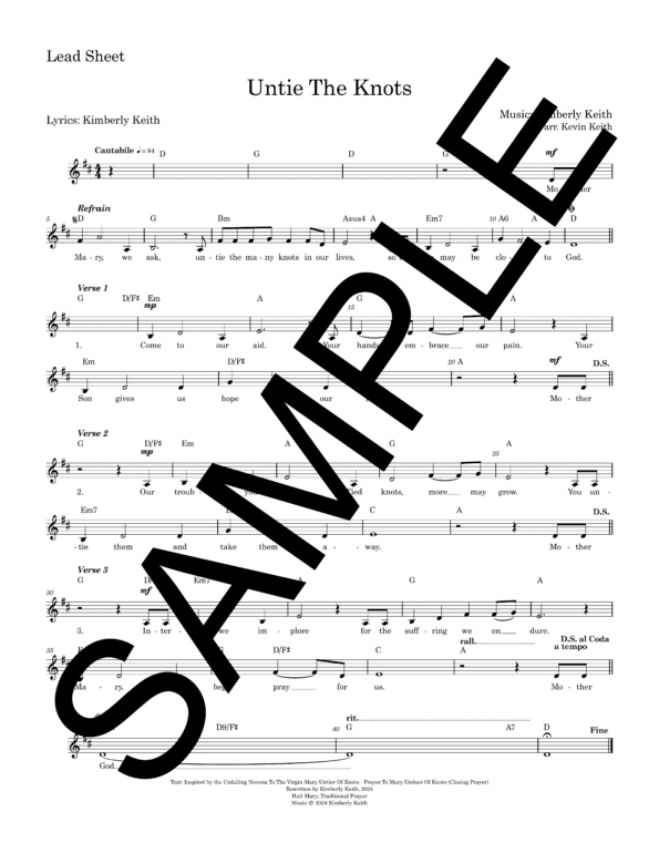 Sample Untie The Knots Keith Lead Sheet